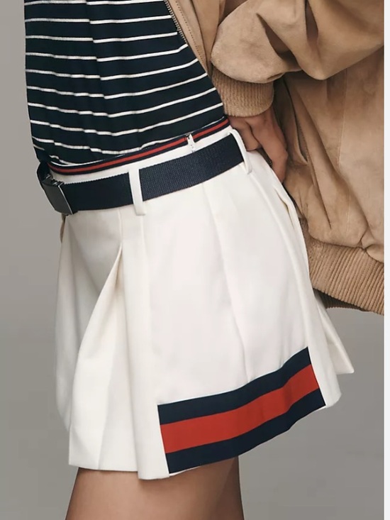 Anthropologie Dresses & Skirts - Anthropologie by Maeve white, red, navy pleated sporty tennis skirt size small